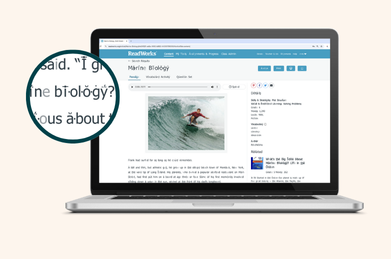 Computer image showing the readable english browser extension